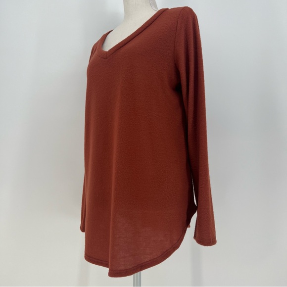 Sew In Love Tops - Sew In Love Womens Small V Neck Long Sleeve Tunic Toasted Pumpkin Fuzzy Texture